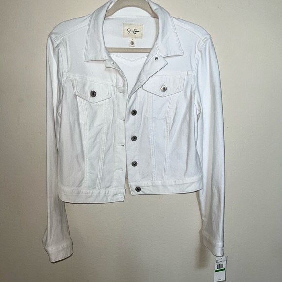New Jessica Simpson White Denim Jacket L